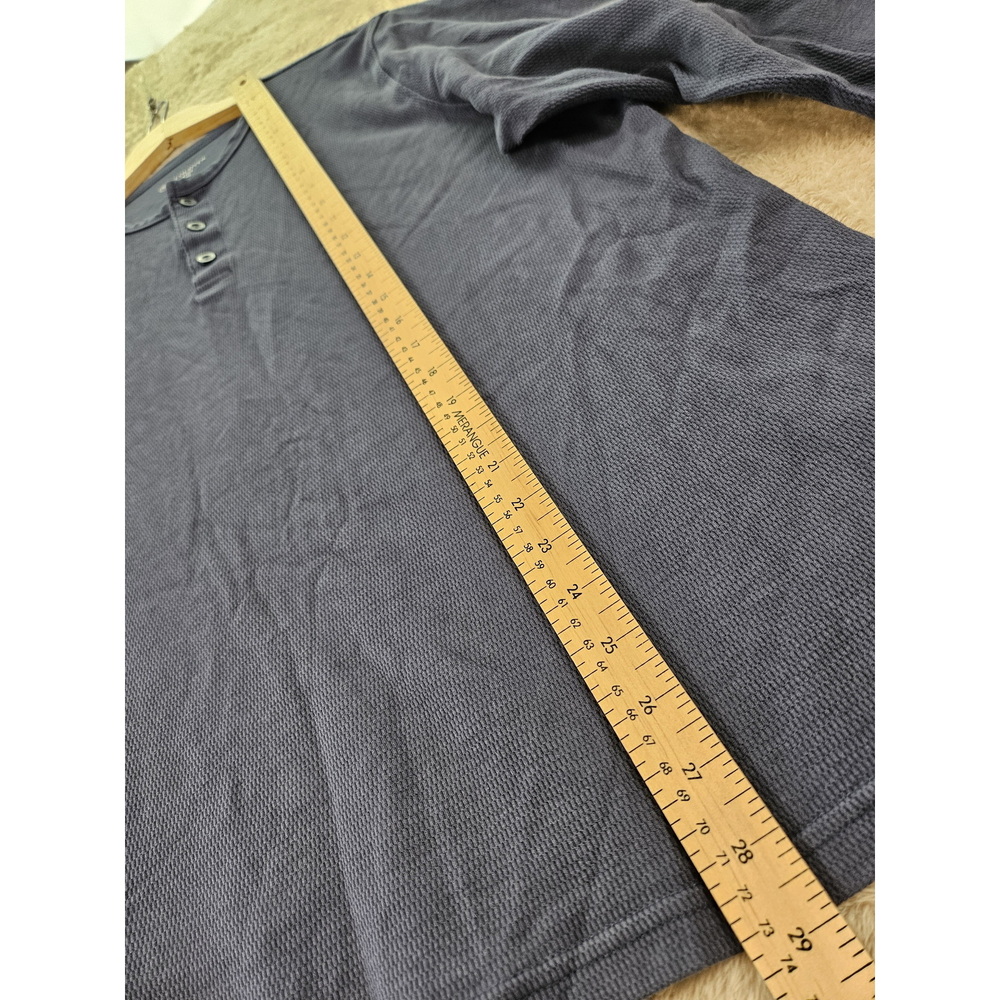 Cloudveil Men's Long-sleeve Waffle-knit Henley Shirt Dark Blue 3-button Placket - Picture 8 of 10